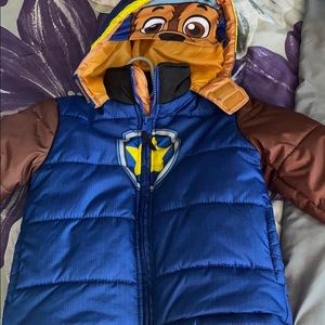 Size 4T Chase puffer jacket/mesh eye cover hood